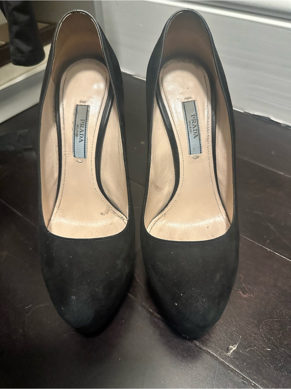 Prada Black Suede Pointed Toe Pump